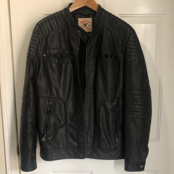 AMERICAN CULTURE Black Zip Front Faux Leather Jacket Long Sleeve size M - Picture 3 of 7